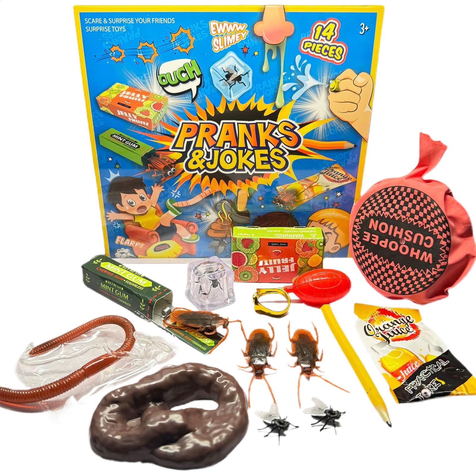 Kids Toys In Wholesale - ชุดของเล่นแกล้งคน SpookyPrank ชุดกล่องของขวัญ ประกอบด้วยหมากฝรั่งปลอม แผ่นกัดน้ำหนักเบา และของเล่นแกล้งคน