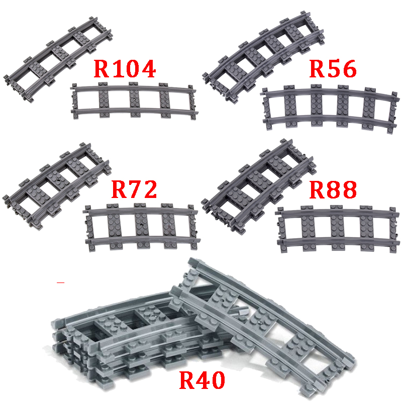 Lego Set City - MOCเมืองอิฐสวิทช์ข้ามForkedรางโค้งBuilding BlockรถไฟรางCurveแทร็กR56 R72 R88 R104 Creative