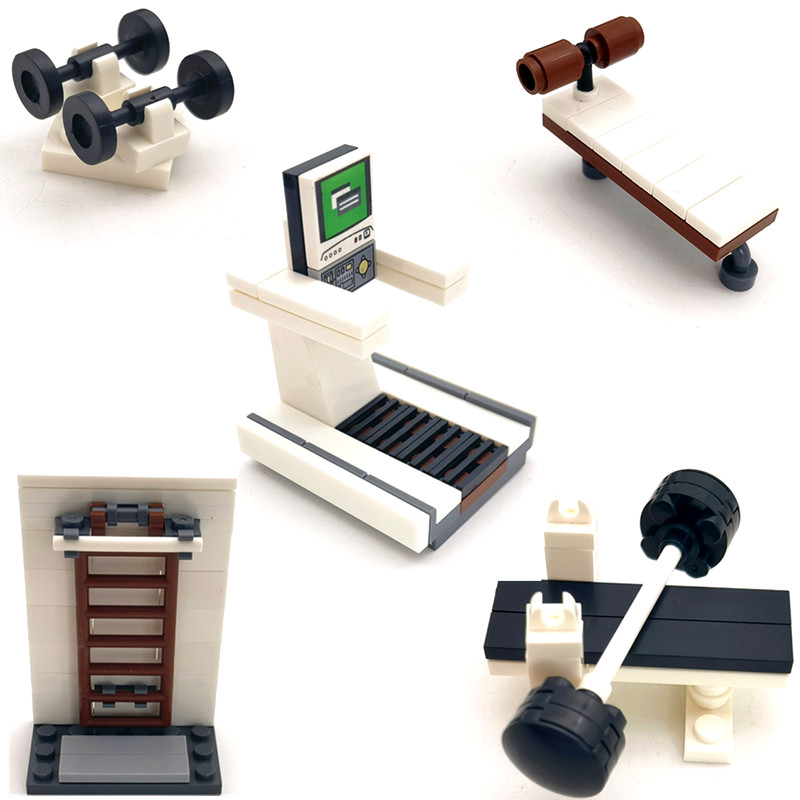 Lego Set City - MOC เฟอร์นิเจอร์อาคารอิฐบล็อกชิ้นส่วน House Gym ใช้งานร่วมกับ City