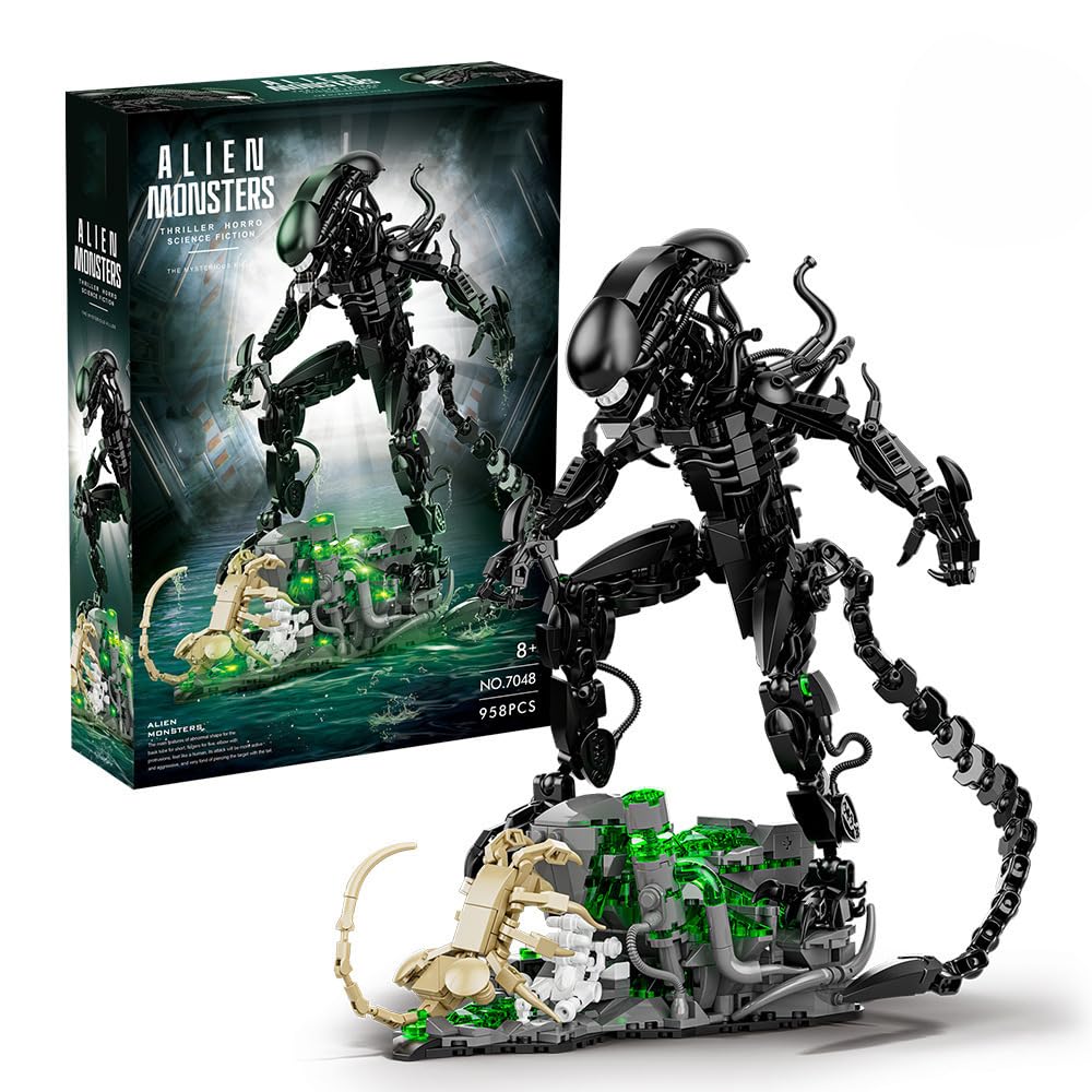 Xenomorph Kids Toys - 958PCS Alien Monsters Building BlocksชุดMOC Xenomorphชุดอาคารชุดภาพยนตร์สร้างสรรค์ของขวัญของเล่นสําหรับผู้ใหญ่และเด็ก