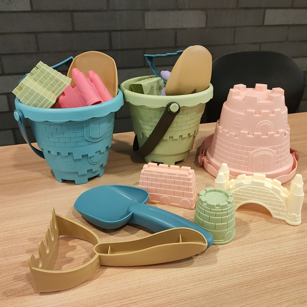 Kinetic Sand Mold - ชุดของเล่นทราย6ชิ้นสำหรับเด็กเล่นเกมกลางแจ้งชุดของเล่นทรายถังพลั่วขุดดินชายหาดชุดทรายแบบโต้ตอบสำหรับเด็ก