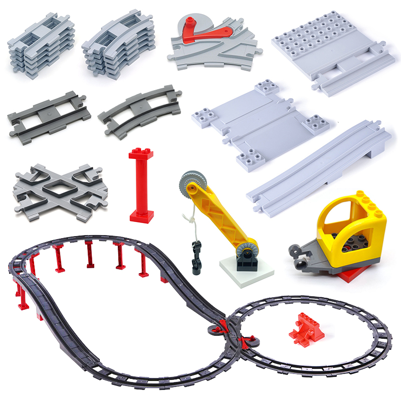 Lego Set City - ชุดรางรถไฟบล็อกอาคารขนาดใหญ่ City Traffic Track อุปกรณ์เสริมใช้งานร่วมกับ DuploEGG