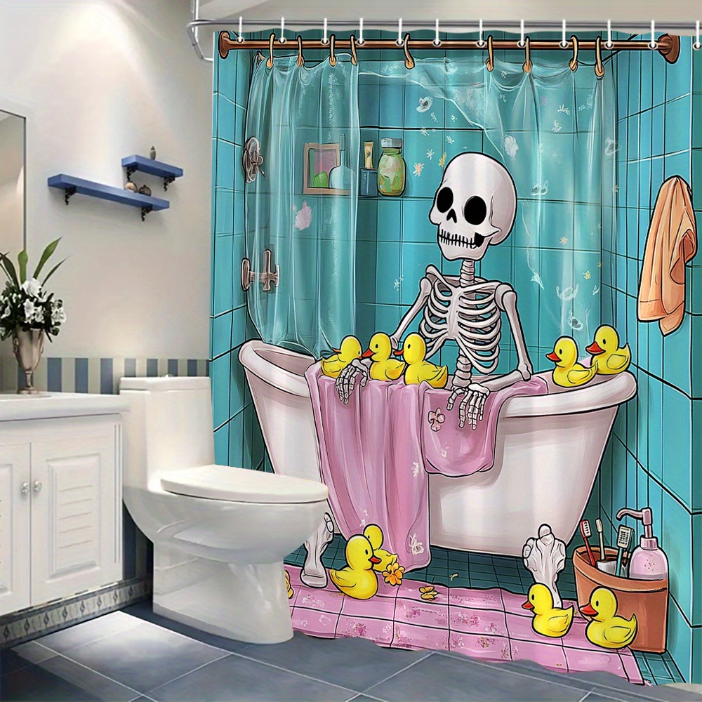 ม่านอาบน้ำลายการ์ตูนหัวกะโหลกย - Rubber Duck Bath บทวิจารณ์และราคา